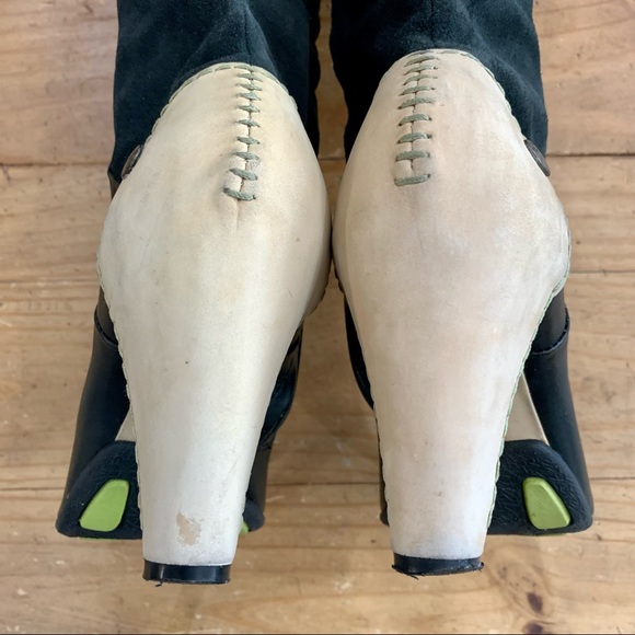 Anthropologie Terra Plana Two Tone Leather Boots 8.5 Retro Classic Academia - Picture 10 of 16